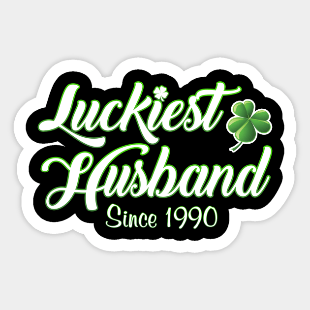 Luckiest Husband Since 1990 St. Patrick's Day Wedding Anniversary Sticker by Just Another Shirt